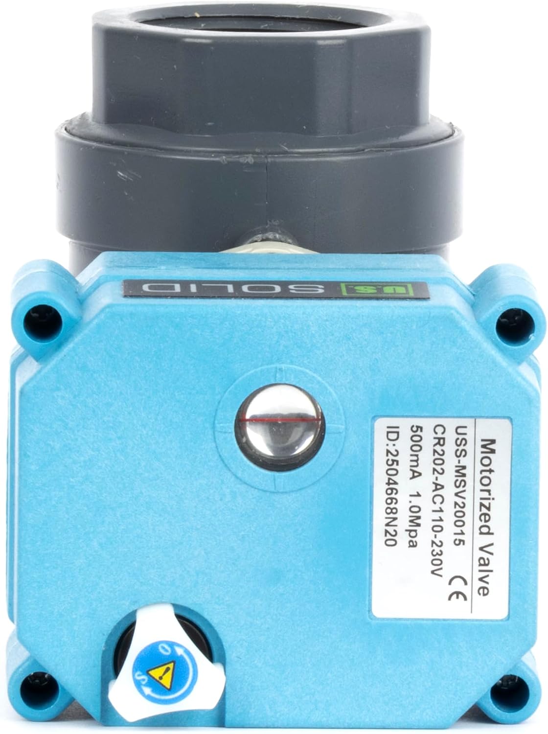 U.S. Solid 1” PVC Motorized Ball Valve - Plastic Electrical Ball Valve, 2 Wire Auto Return, AC 110~230V, Normally Closed