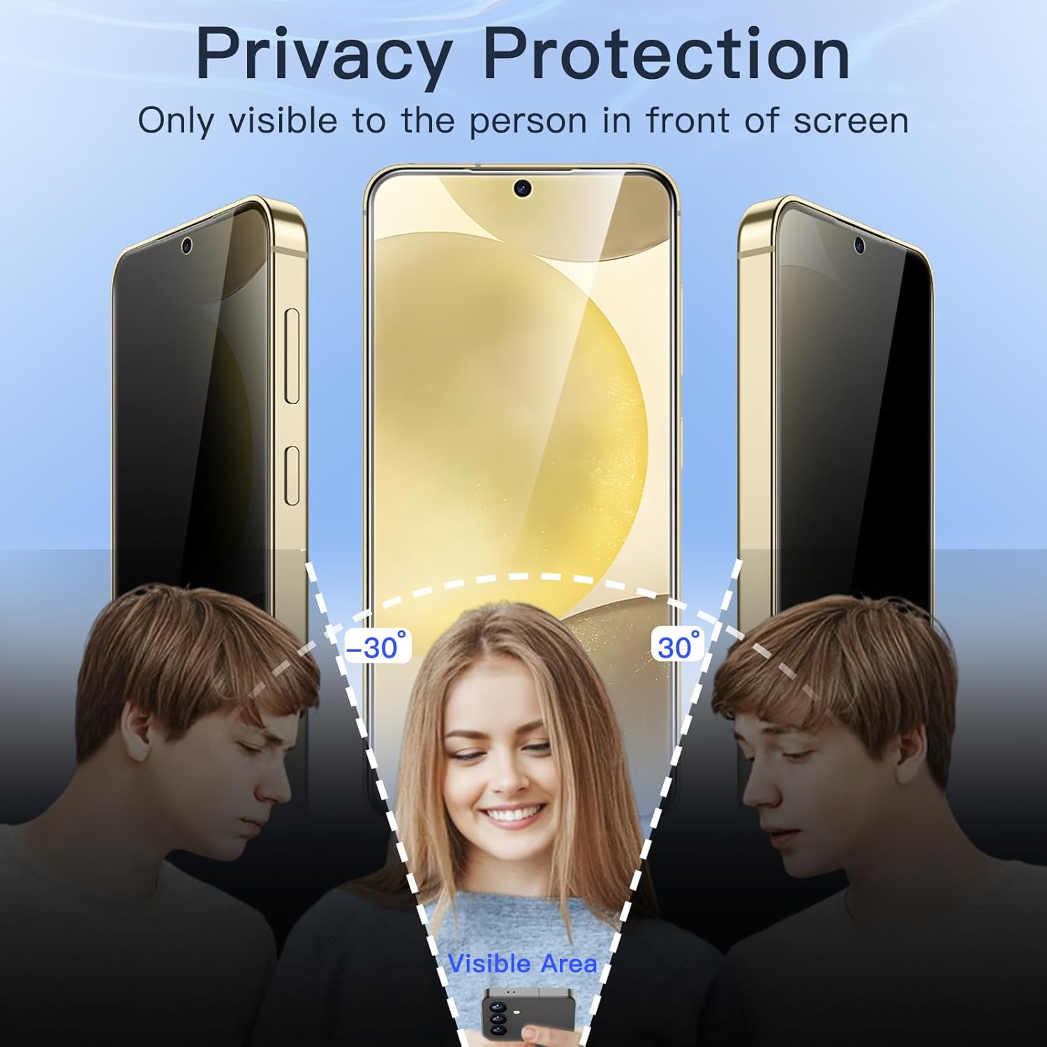 JETech Privacy Screen Protector for Samsung Galaxy S24 5G 6.2-Inch with Camera Lens Protector, Anti-Spy Tempered Glass Film, Fingerprint ID Compatible, 2-Pack Each
