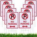 Kigley 8 Pcs No Parking Signs with H Stake 14 x 10" Plastic Waterproof Double Sided No Parking Outside Signs, Weatherproof and Fade Resistant, Easy to Mount