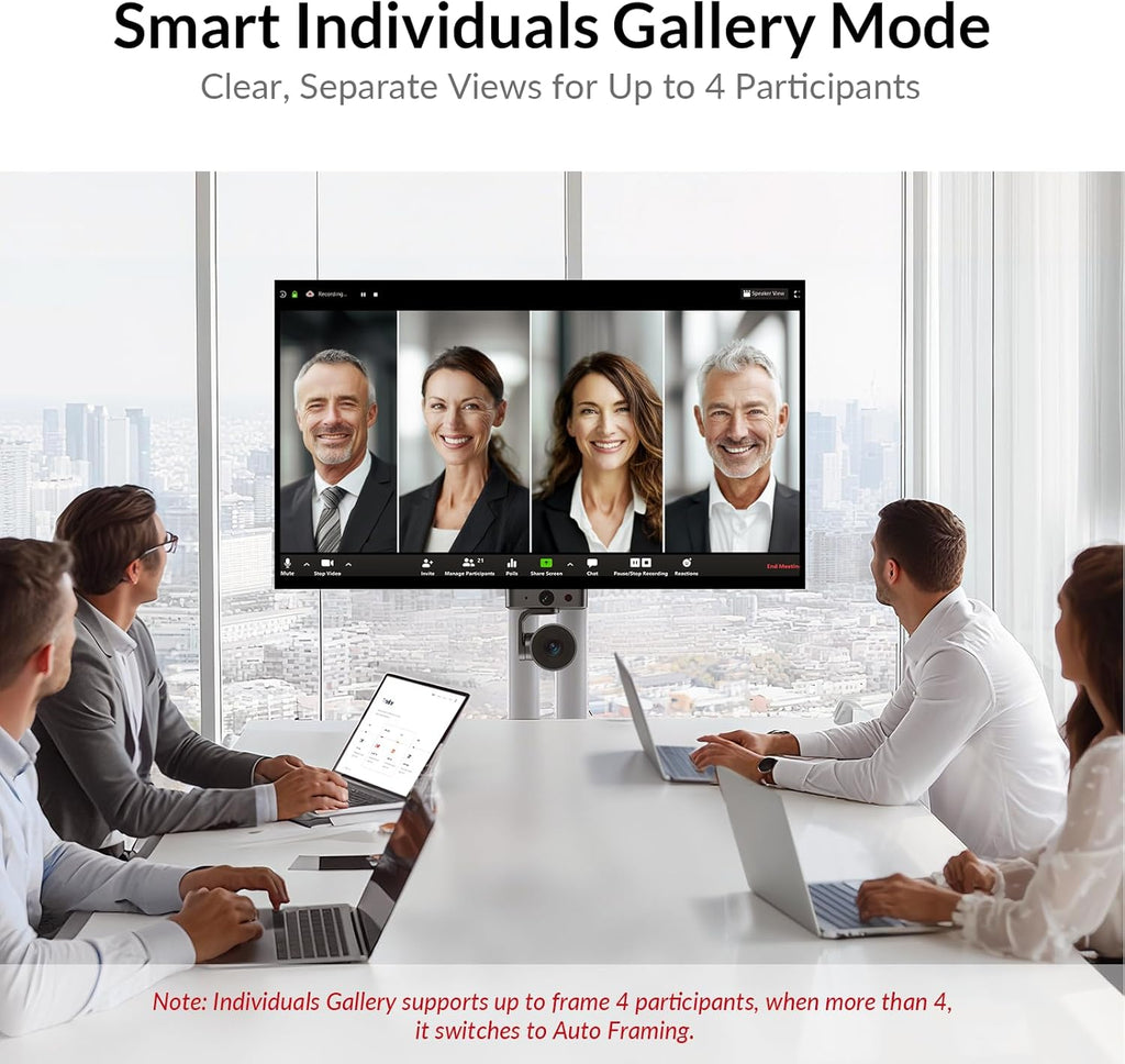 4K Conference Room Camera System, AI Auto-Tracking PTZ Camera 15x Zoom(3x Optical) with Bluetooth Speakerphone Set, 120° Wide-Angle, 16-Foot Mic Pickup, for Zoom YouTube Teams OBS and More