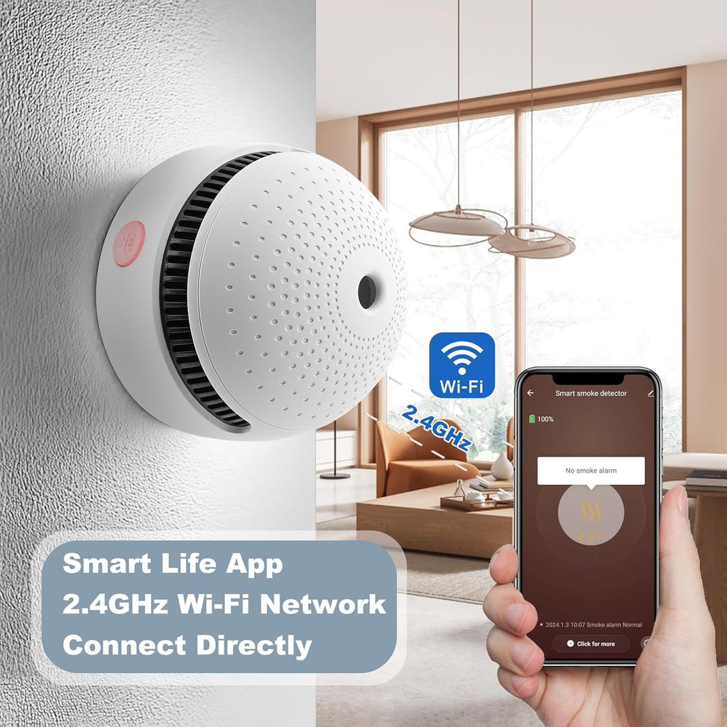 3-Pack Smart Smoke Detector,Wi-Fi Smoke Detector Fire Alarm with Smart Life App Notifications,10-Year Replaceable Battery,Mini Size for Home, RV