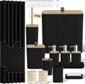 Bathroom Accessory Set - Black Bathroom Set, 27PC Bathroom Accessories Set, Bathroom Sets with Shower Curtain and Rugs, Mini Trash Can, Toilet Brush, Trash Can & Soap Dispenser