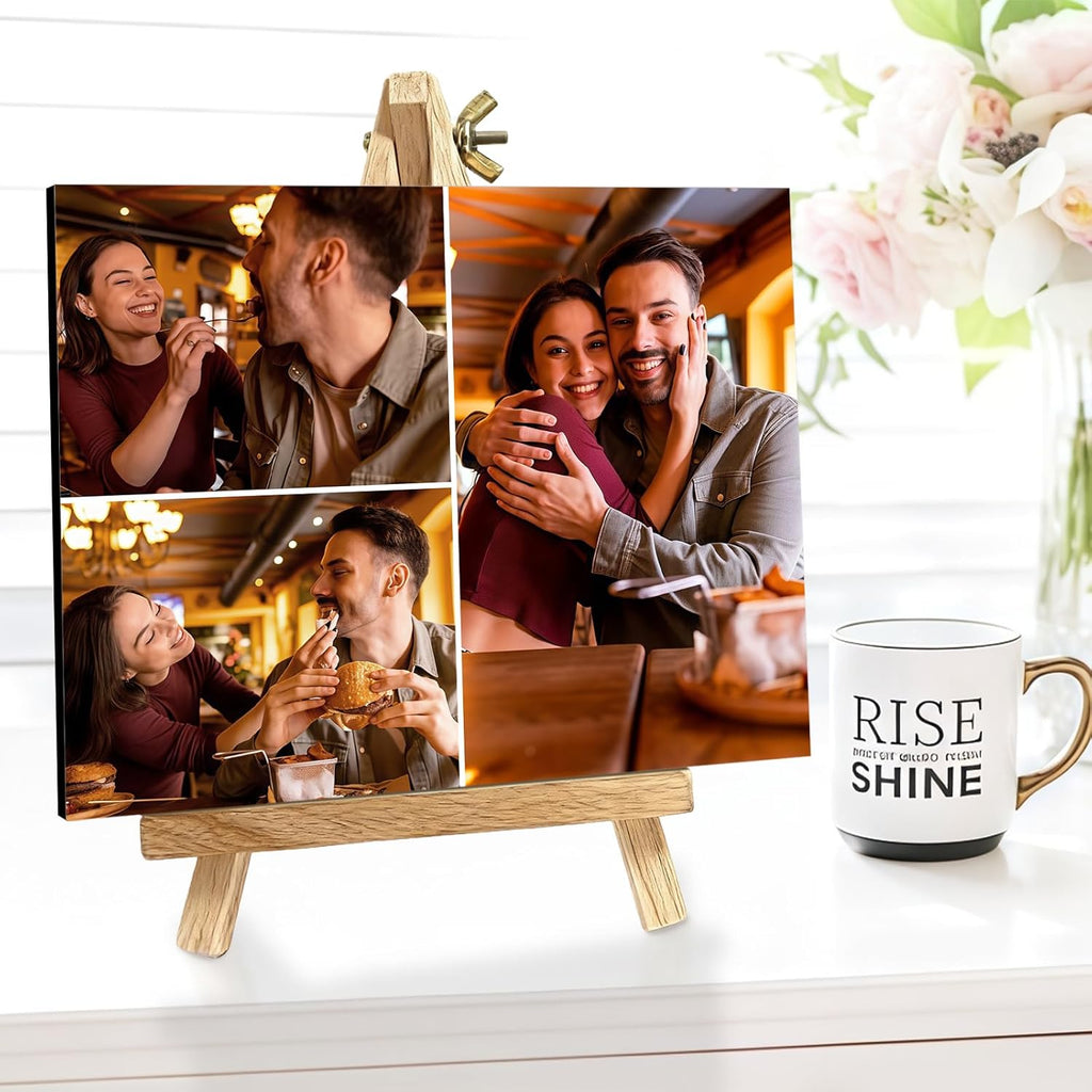 Custom Photo Frame with Stand, Personalized Picture Display, MDF and Wood Construction, Desktop Decor, Multiple Designs, Customizable Gift for Family and Friends
