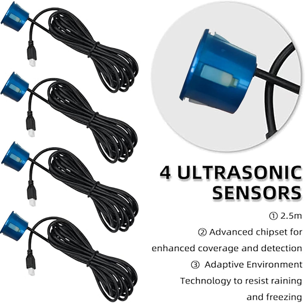 LCD Parking Sensor Kit - Displays Data on Original Screen, Easy Rear Installation, Compatible with All Camera Formats (AHD, CVBS), 18 Probe Colors to Match Any Vehicle