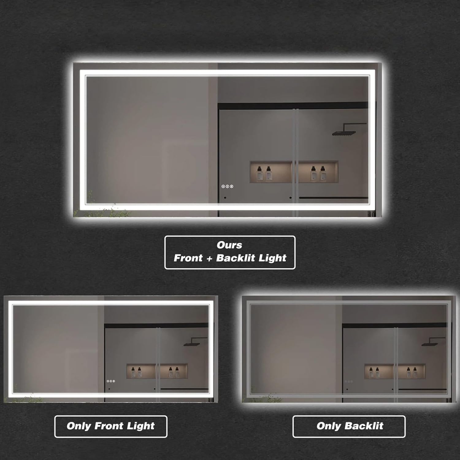 LED Bathroom Mirror with Lights, Wall Mirrors