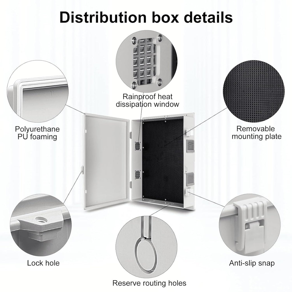 Outdoor Electrical Junction Box, ABS Water Resistant Enclosure with Internal Mounting Panel & Hinged Cover (18.1" H* 12.6" L* 4.3" W)