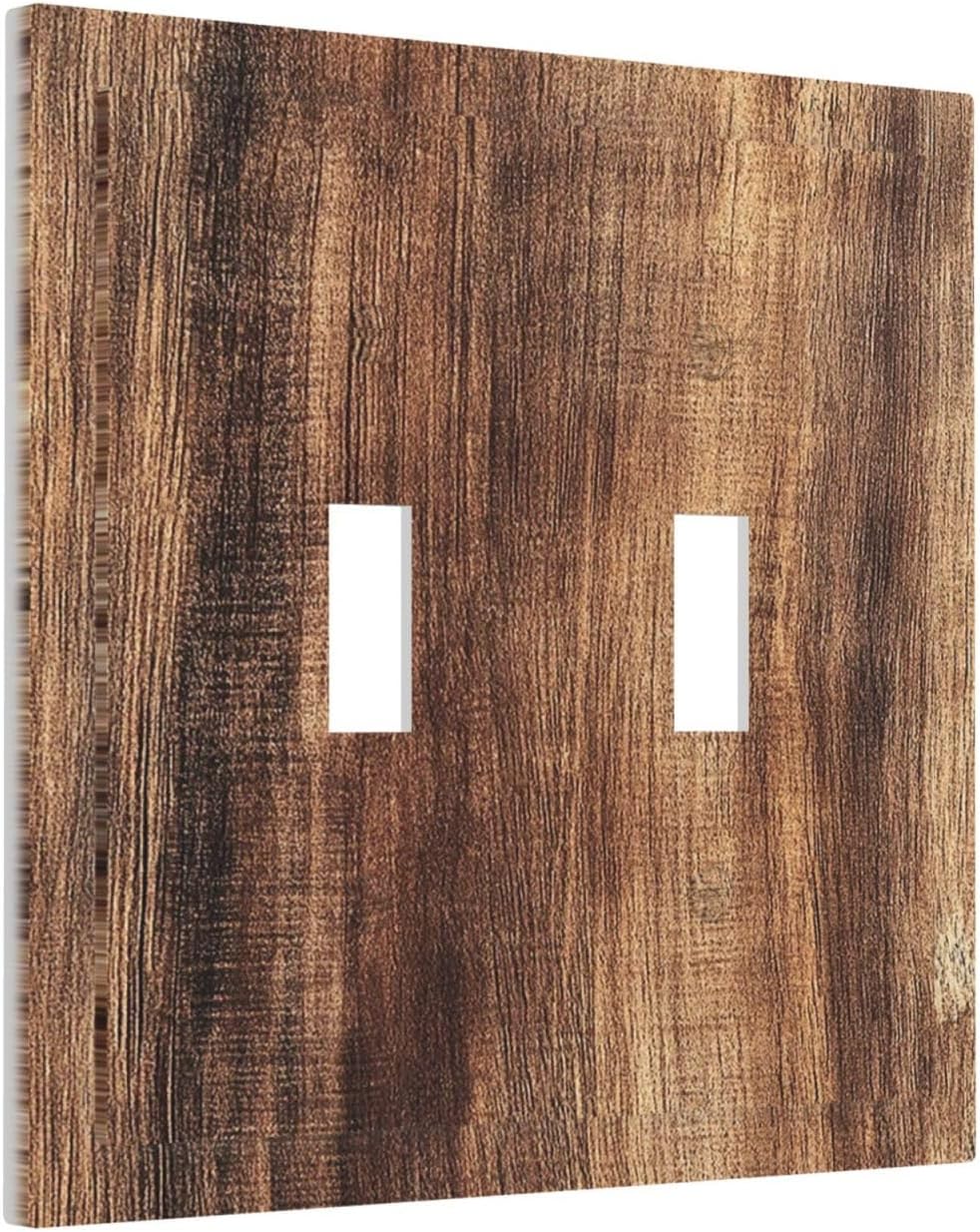 Decorative Switch Plates Vintage Rustic Brown Wood Grain 2 Gang Double Toggle Outlet Light Switch Cover Wall Plate Electrical Faceplate for Bedroom Farmhouse Decor