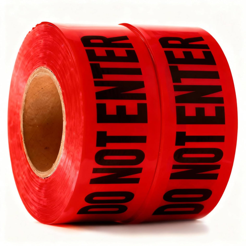 Danger Do Not Enter Tape 2 Pack 3 inch X 1000 feet • Sharp Red with a Bold Black Print for High Visibility • Tear Resistant Design