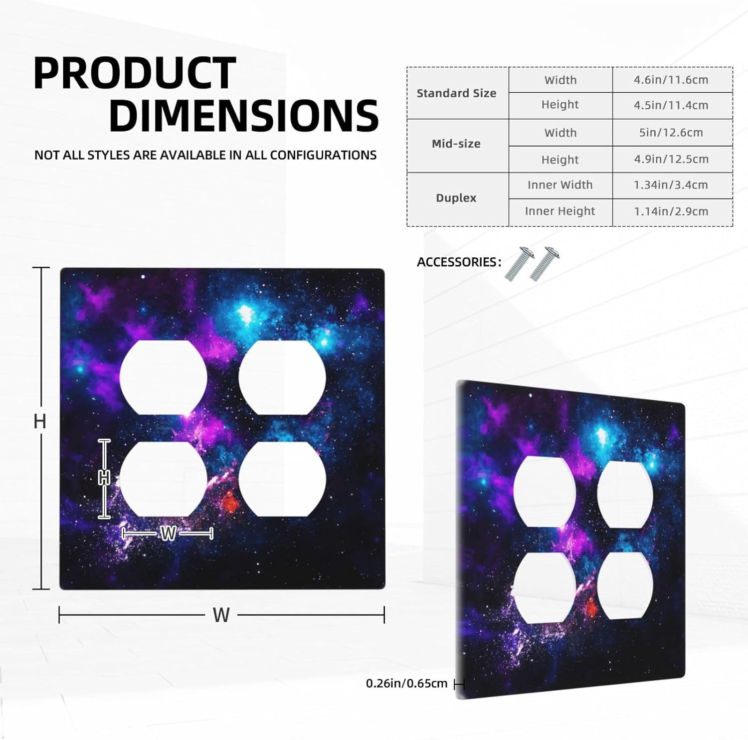 Outer Space Colorful Starry Sky Galaxy Planet Outlet Covers 2 Gang Double Duplex Decorative Light Switch Covers Electrical Wallplates Socket Faceplate for Bed Room Living Room Decor