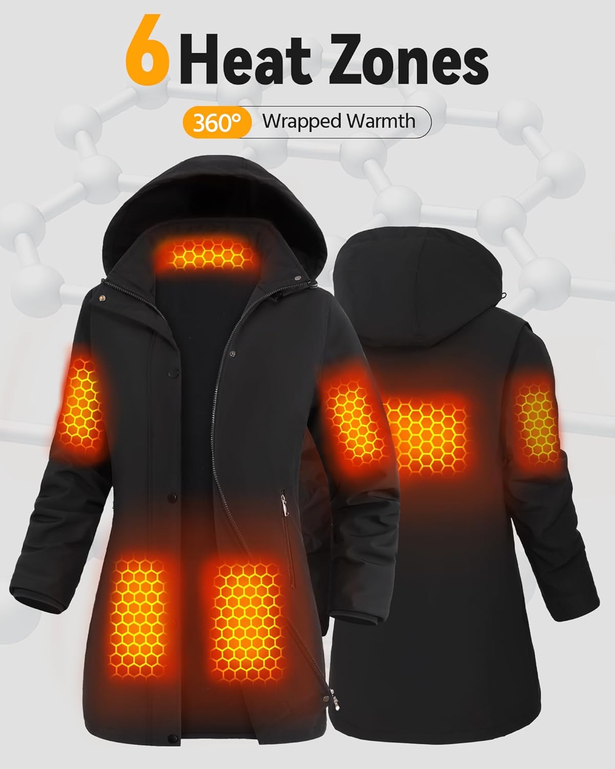 Graphene Women Heated Jacket 12V Fast Charge 18400mAh Large Capacity