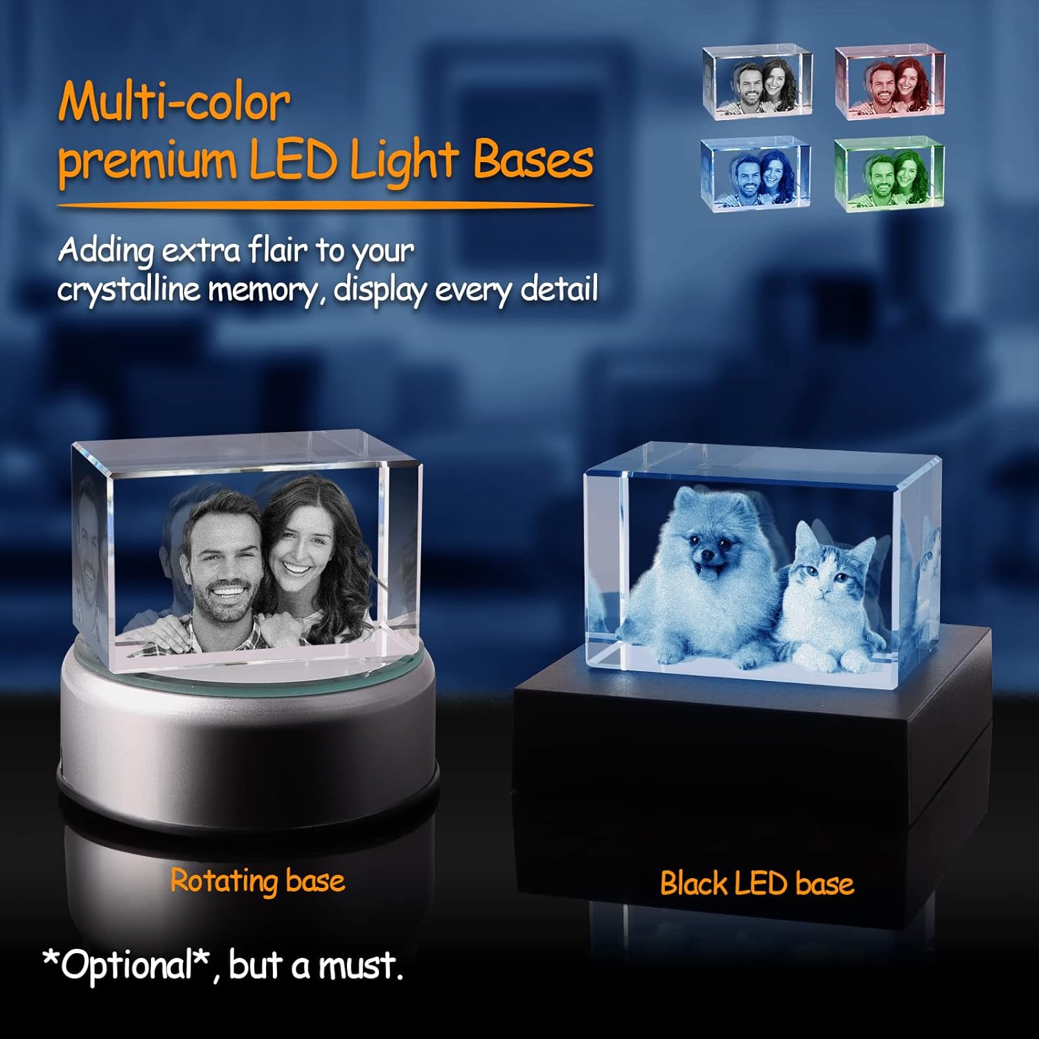 3D Crystal Photo, Christmas Personalized Gift,Customized Gifts for Wife, Women, Him, Her, Dad and Mom. Custom Picture Gifts for Christmas, Father's Day, Birthday, Wedding, Anniversary, Memorial, Picture Gift for Pet Lovers.
