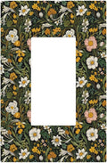 Decorative Outlet Covers Rustic Green Leaf White Daisy Yellow Floral 1 Gang Rocker Light Switch Cover Plate Single Decora Light Switch Covers Wall Plate Faceplate for Bedroom Home Decor