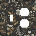 Wallplates Black Gold Floral Dark Leaves Vintage Flowers 1 Toggle 1 Duplex Switch Plate Electrical GFCI Faceplate Decorative Light Switch Covers for Bed Room Home Decor