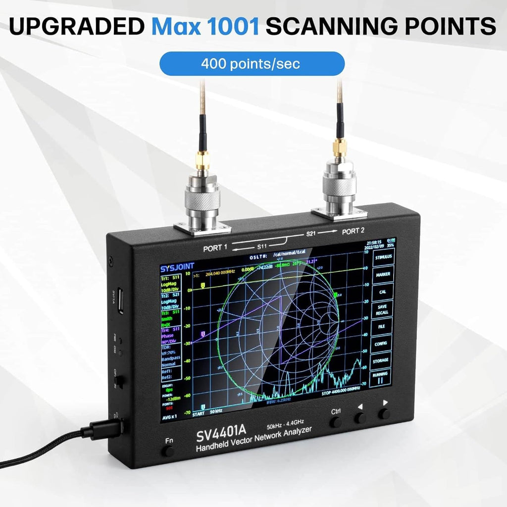 AURSINC 7inch NanoVNA SV4401A Vector Network Analyzer, 50KHz-4.4GHz Antenna Analyzer with 6700mAh Battery 8GB Storage Measuring S Parameters, Voltage Standing Wave Ratio, Phase, Delay, Smith Chart