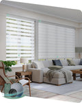 Yoolax Motorized Blinds with Remote, Electric Zebra Blinds for Indoor Windows, Room Darkening Smart Shades with Voice Control, Compatible with Alexa Google Home, APP Control, 27" W x 72" H, White
