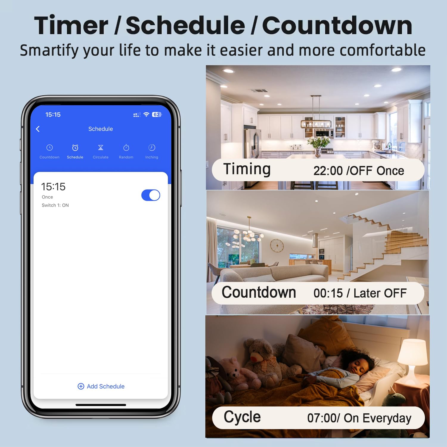 30A Heavy Duty WiFi Wireless Smart Switch with Energy Monitoring, DIY Switch for Smart Home Automation, Tuya APP / RF433Mhz 328FT Remote Control, Timer, Compatible with Alexa & Google Home
