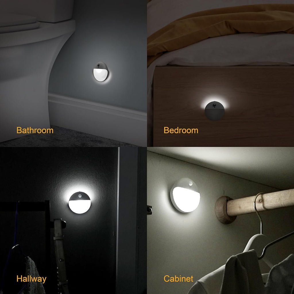 2 Pack Battery Night Light, Toilet Lights, 2.6" Small Motion Senor Light, Stick on Lights, 3 Light Modes, Dimmable LED Nightlight for Closet, Stairs, Garage, Cabinet, Toliet, Daylight White