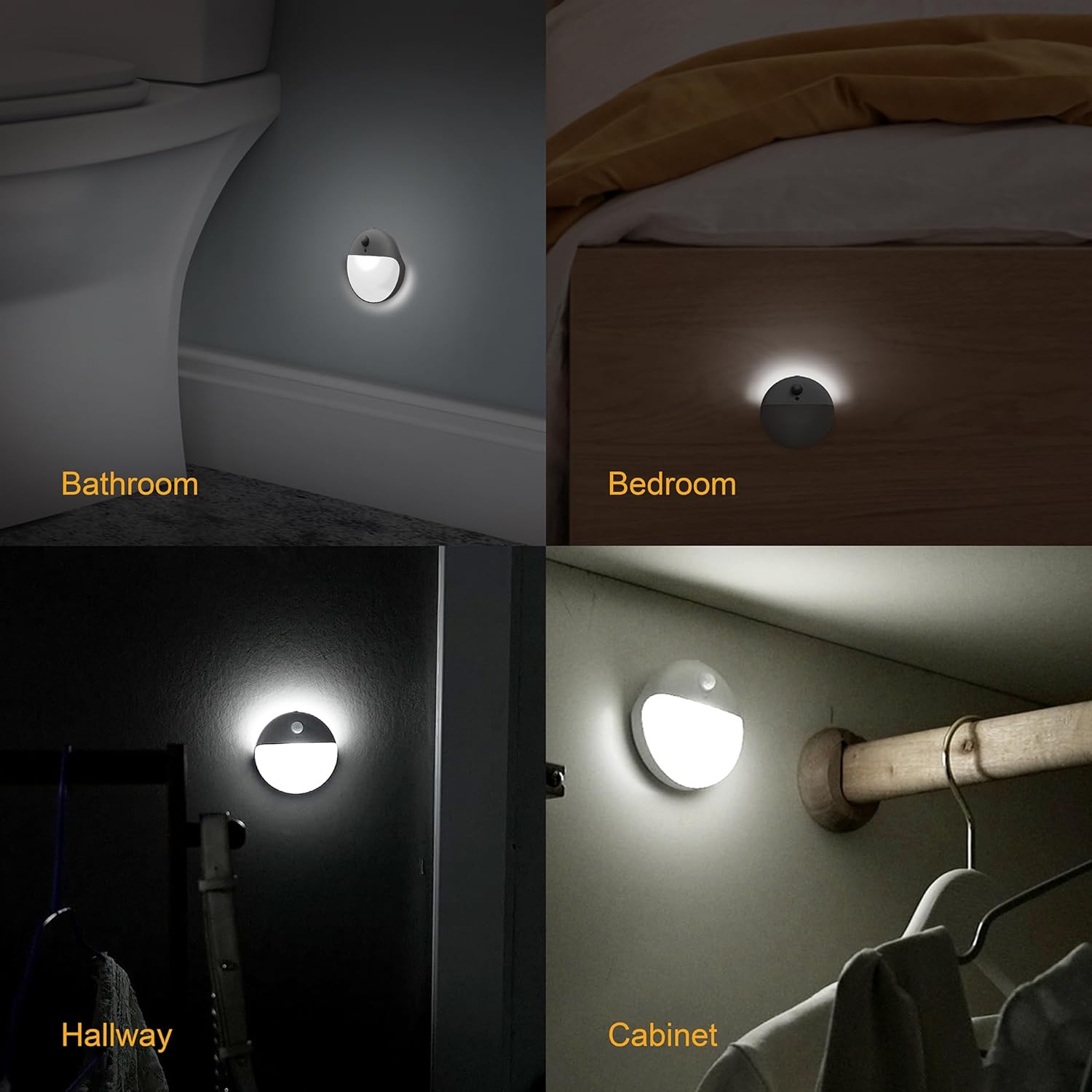 2 Pack Battery Night Light, Toilet Lights, 2.6" Small Motion Senor Light, Stick on Lights, 3 Light Modes, Dimmable LED Nightlight for Closet, Stairs, Garage, Cabinet, Toliet, Daylight White