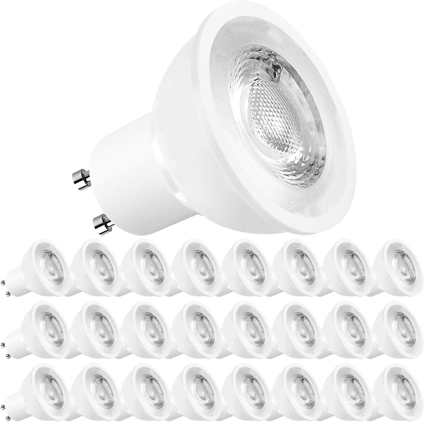 LUXRITE MR16 GU10 LED Bulbs Dimmable, 50W Halogen Equivalent, 2700K Warm White, 500 Lumens, 120V Spotlight LED Bulb GU10, Enclosed Fixture Rated, Perfect for Landscape or Home Lighting (24 Pack)