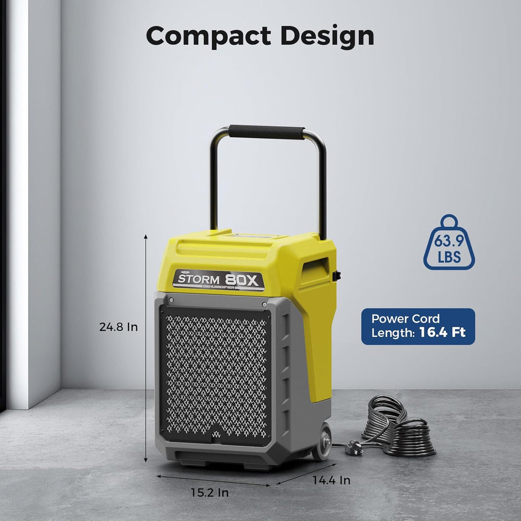 ALORAIR 170 Pints LGR Commercial Dehumidifier with Pump & Drain Hose, Portable Insutrial Dehumidifier for Basments, Home, Job Sites, Fit for 2,100 Sq.Ft Space with Wheels