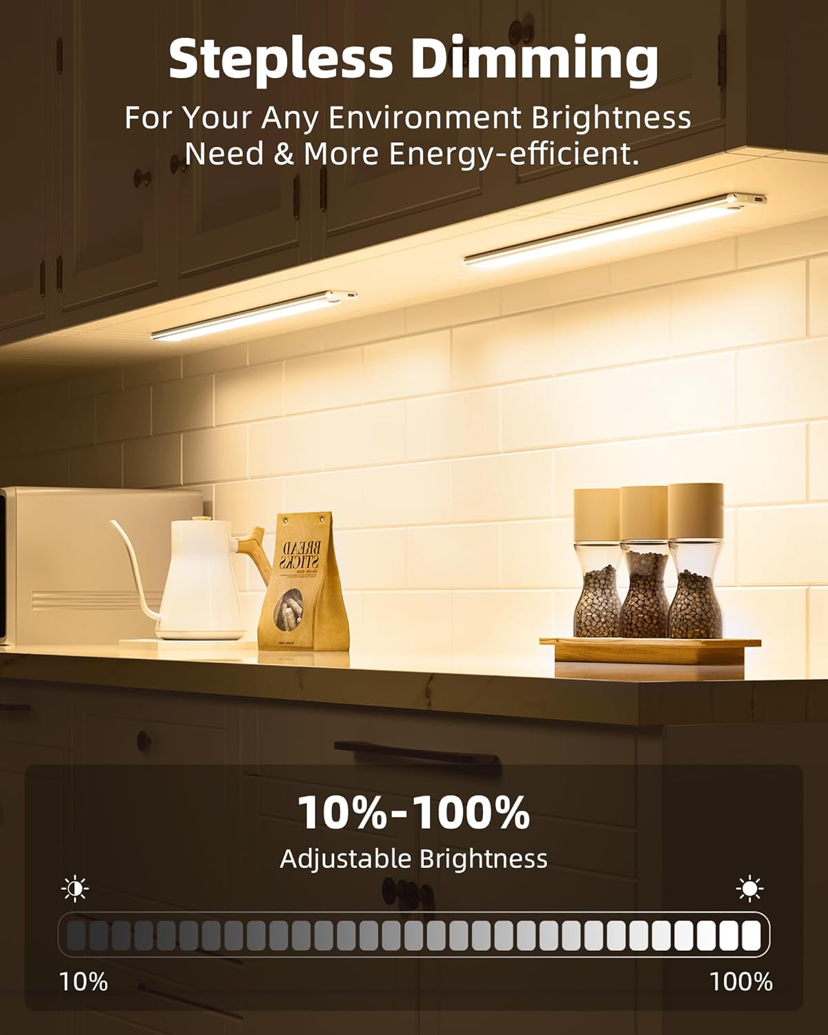 EZVALO Under Cabinet Lights,66 LEDs Motion Sensor Night Light, 3200 mAh Closet Lights 3500K with Remote Control Under Counter Lights for Kitchen,Cabinet,Bedroom(2 Pack)
