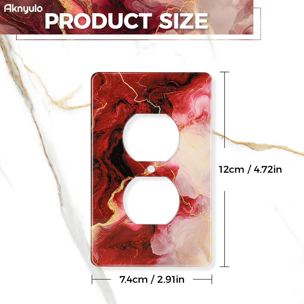 Rich Burgundy Marble Acrylic Switch Light Cover Decorative Outlet Covers Wall Plate Single Toggle Wall Plate Cover
