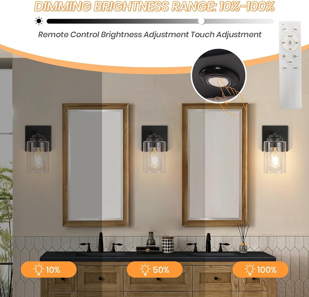 Battery Operated Wall Sconce,Wireless Wall Lights Infinitely Dimmable with Remote Control 15000mAh Endurance 200 Hours Fast Charging,Wall Sconce Set of 2 for Bedroom Living Room Hallway