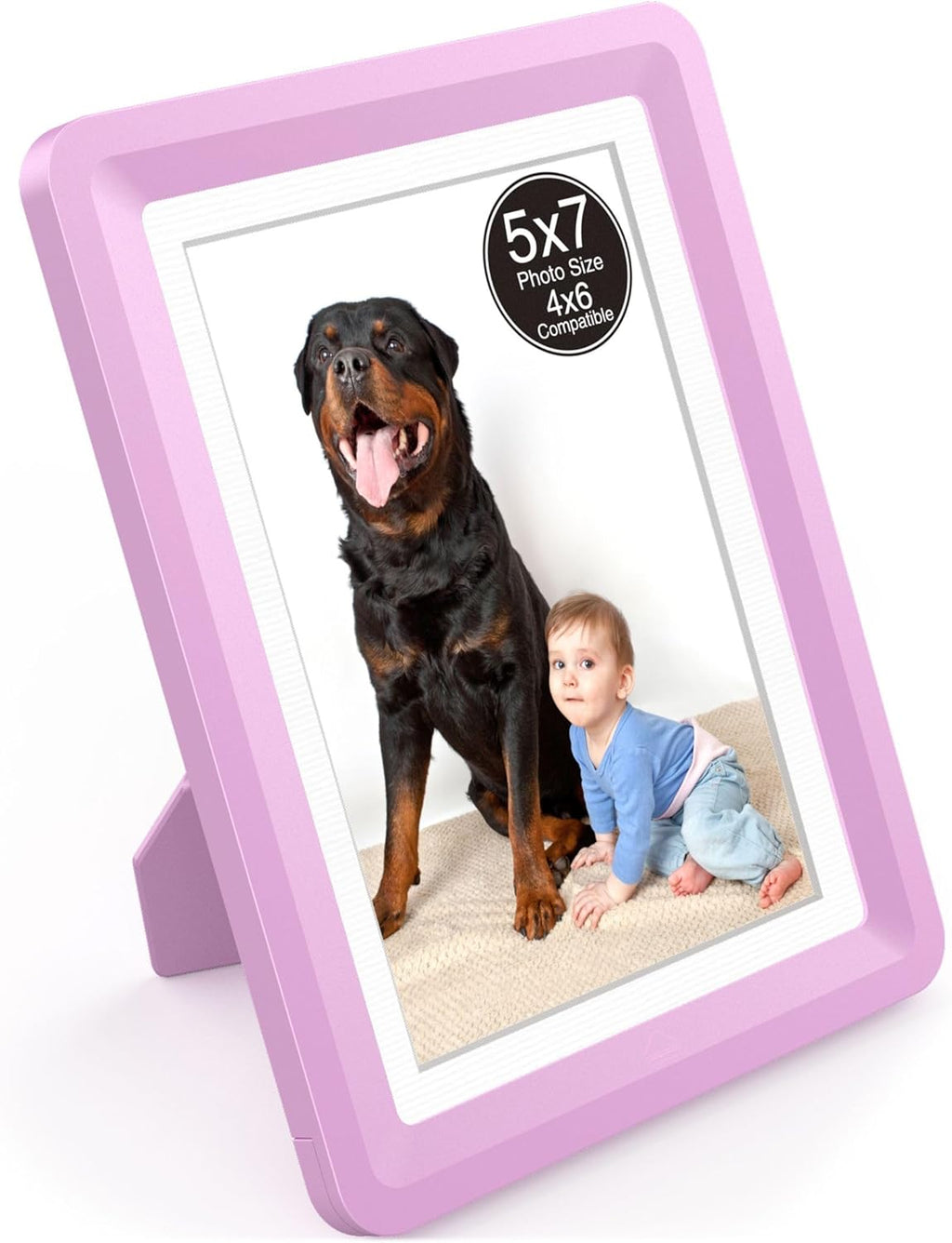 Pink 5x7 Picture Frame with Acrylic Front 1 Pack, ABS Frame for 5x7 or 4x6 Photos, Shatterproof UV-Resistant Tabletop Photo Frame, Vertical/Horizontal Display for Home Décor