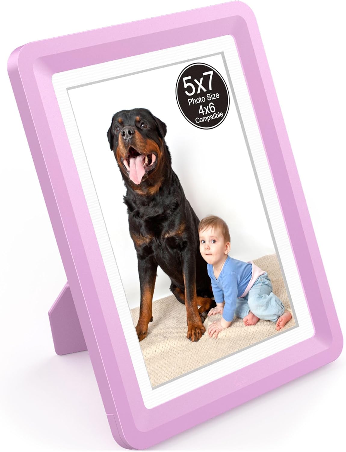 Pink 5x7 Picture Frame with Acrylic Front 1 Pack, ABS Frame for 5x7 or 4x6 Photos, Shatterproof UV-Resistant Tabletop Photo Frame, Vertical/Horizontal Display for Home Décor