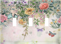 Light Switch Covers Rustic Floral Watercolor Flower Blossom Butterfly 3 Gang Wall Plates Triple Toggle Outlet Cover Decorative Switchplates Electrical Panel Cover for Kitchen Living Room 4.8 X 6.7 IN