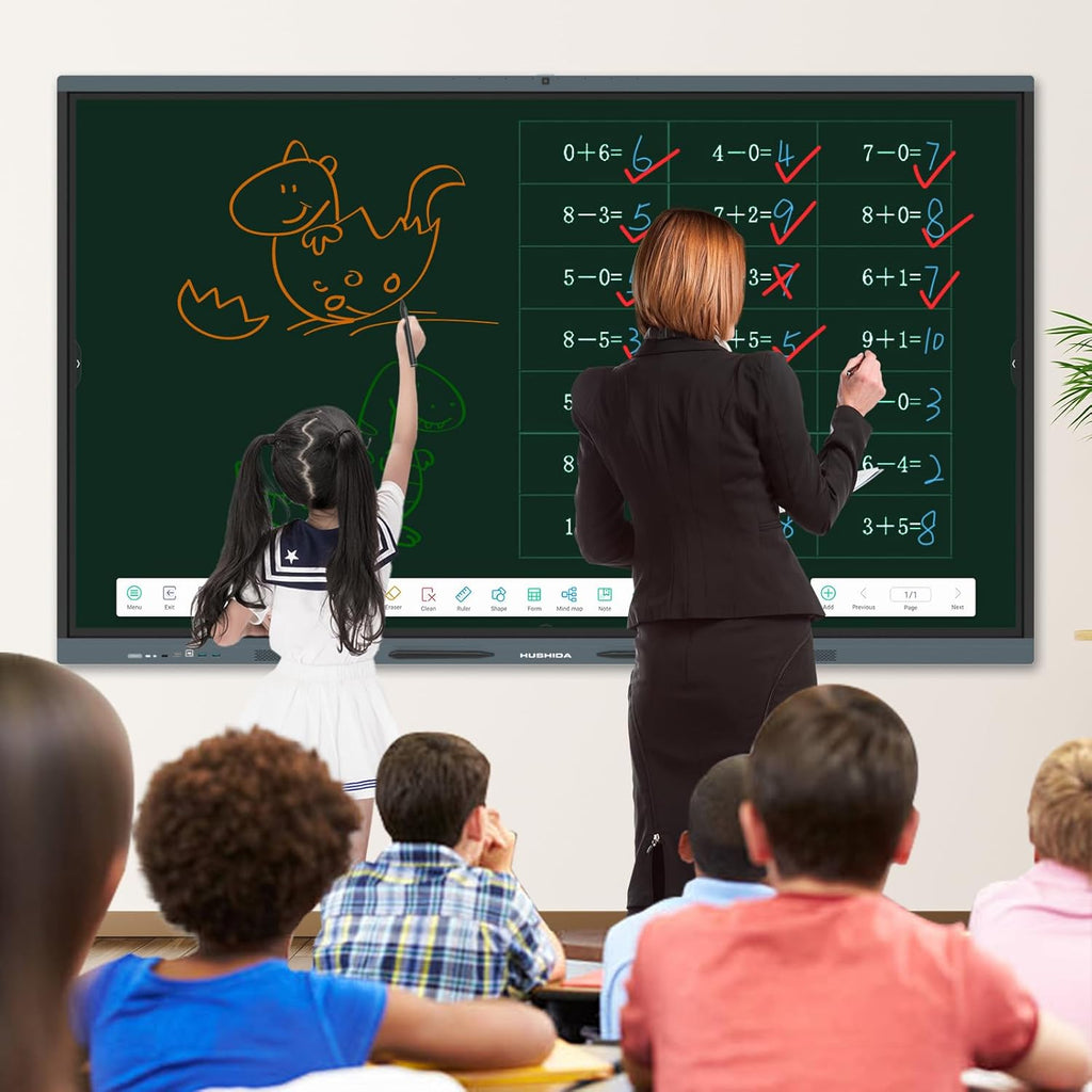 86″ Smart Board, 4K UHD Interactive Whiteboard with Android 14 System and 13MP Camera, All in One Digital Whiteboard for Home, Classroom and Business (Wall Mount Included)