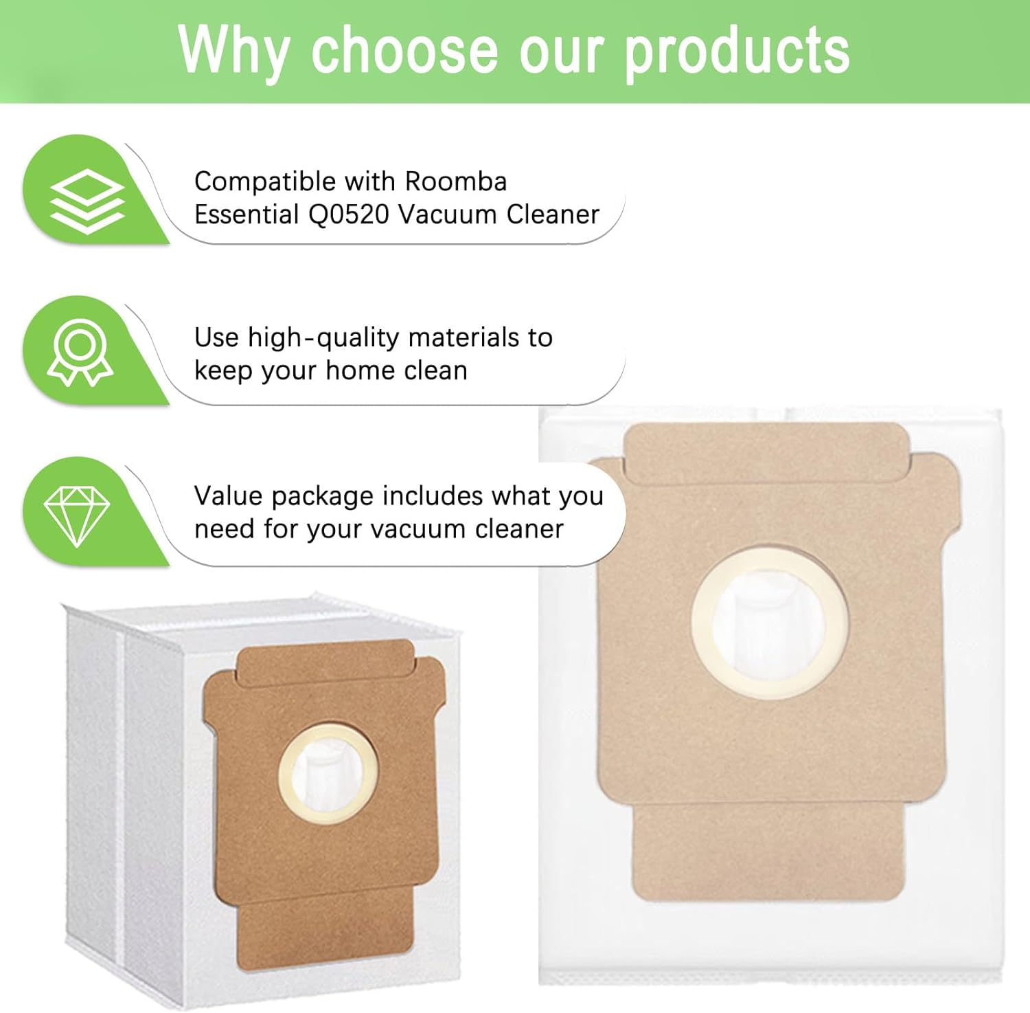 20 Pack Q0520 Vacuum Bags for iRobot Roomba Vacuum 2 Q0520 Essential Robot Vacuum Cleaner,Roomba 105 Combo/Vac,Plus 405 404 505 Combo Max 705 Vac,Max 705 Combo Robot,Disposable Auto-Empty Dust Bin Bag