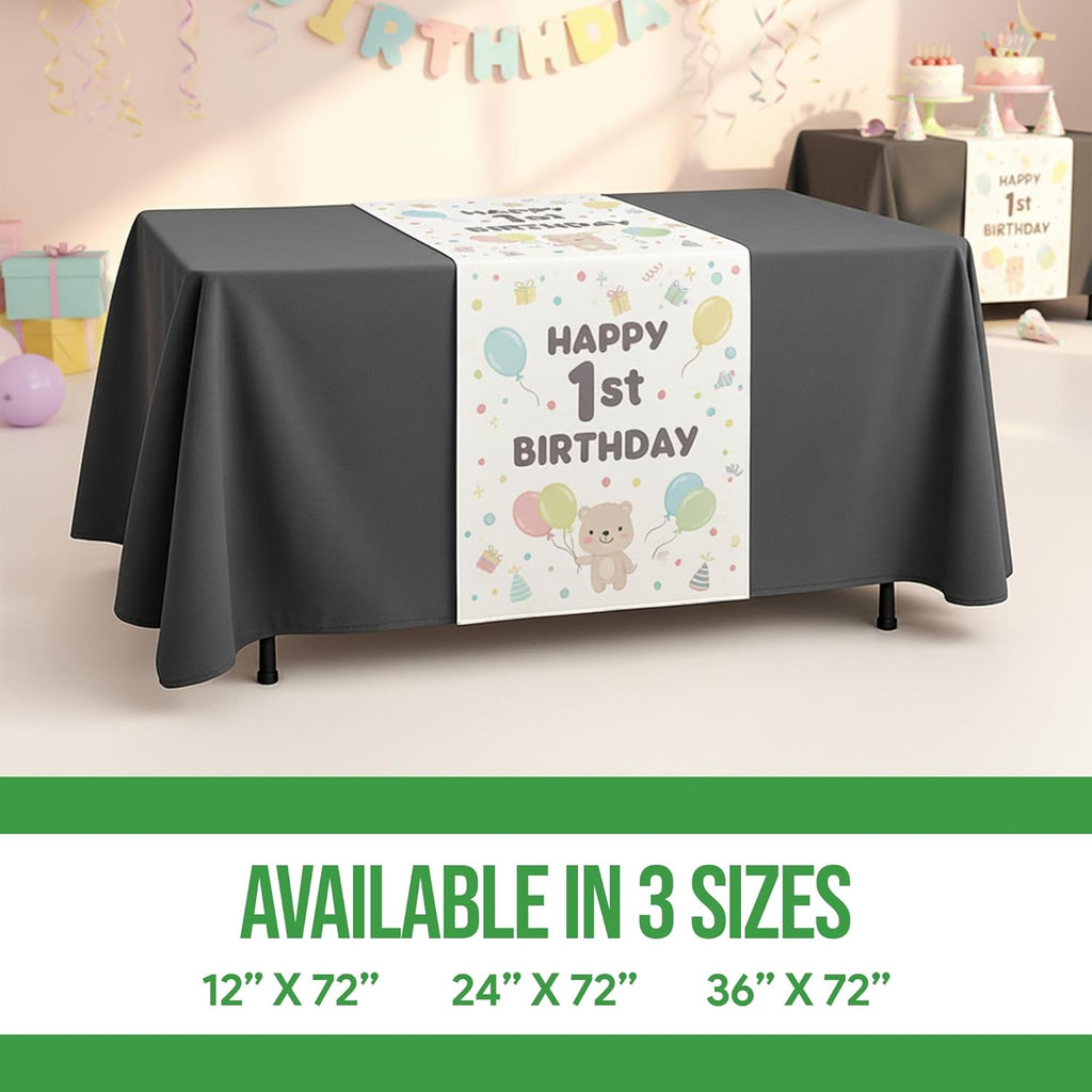 Custom Table Runner (12”x72” to 36”x72”) by BCB Print | Personalize with Business Logo/Image/Text | Trade Shows, Events & Weddings | HD Printed Custom Table Sign | Express Dispatch+Ship | Made in USA