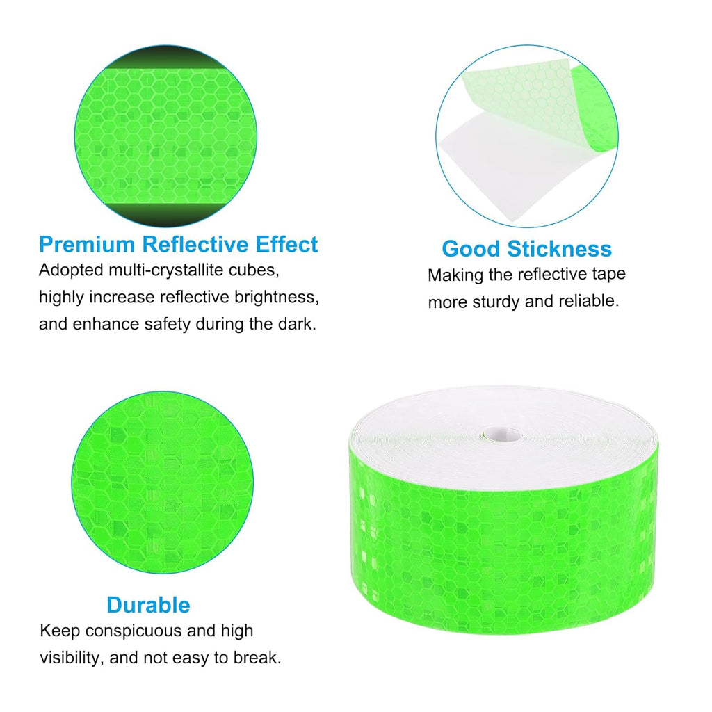 PATIKIL 2 Inch x 82 ft Reflective Tape, 1 Roll Waterproof Self Adhesive High Visibility Caution Warning Safety Tape Reflector with Scraper for Trucks Trailers Cars, Green