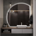Niccy Half Moon Led Mirror for Bathroom, 44" Semi Round Backlit Mirror for Wall Lighted Mirror with Frameless 3 Color, Defogger, Explosion-Proof, HD Glass and IP65 Vanity Mirror