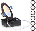 CLOUDY BAY Ultra Thin LED Recessed Ceiling Light,4 inch 3000K/ 4000K/ 5000K,Dimmable 10W CRI90+,Canless Light with Junction Box,IC Rated, Canless Wafer Downlight,Oil Rubbed Bronze,Damp Rated,6 Pack