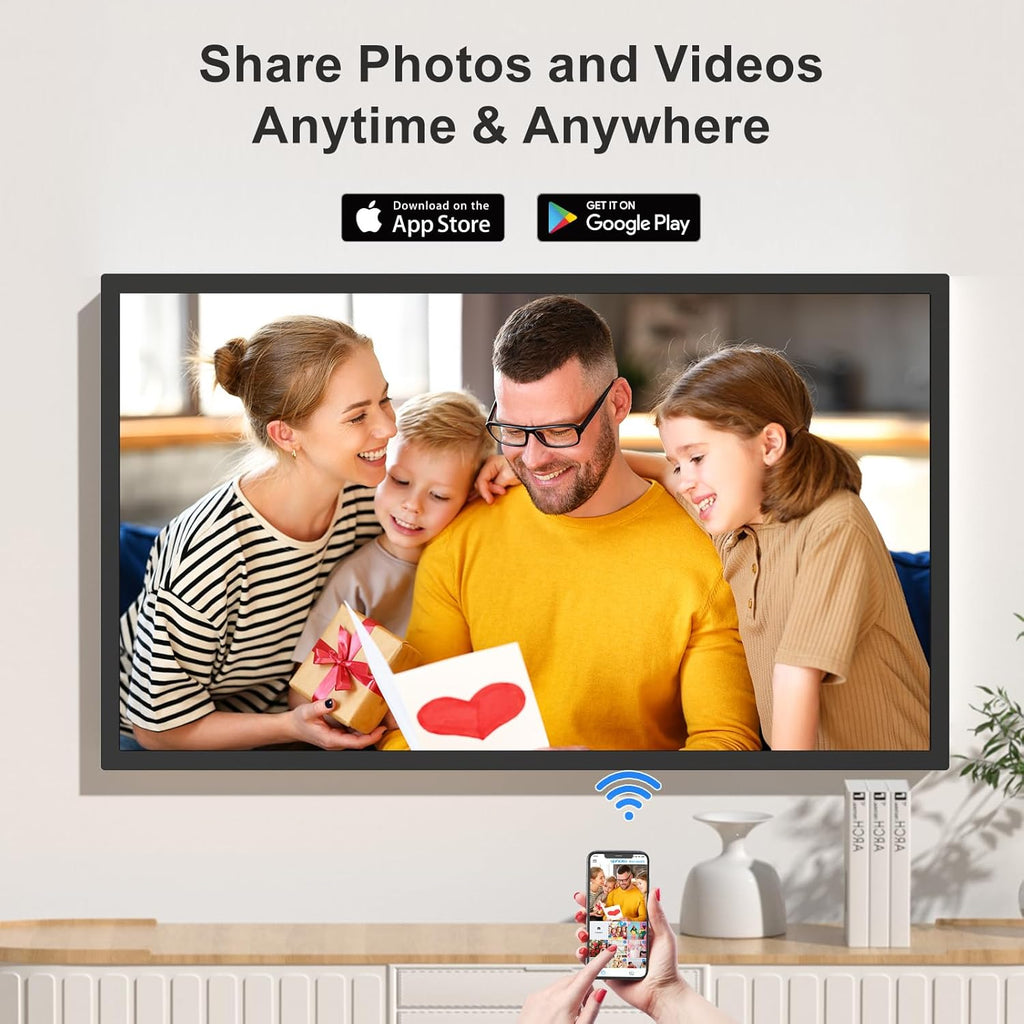 32-Inch FHD 64GB Extra Large Digital Picture Frame - 1920x1080 IPS 1080P Digital Photo Frame, Remote Control, Sync Smartphone Screen, Share Photos Videos via App Email, for Mom Dad