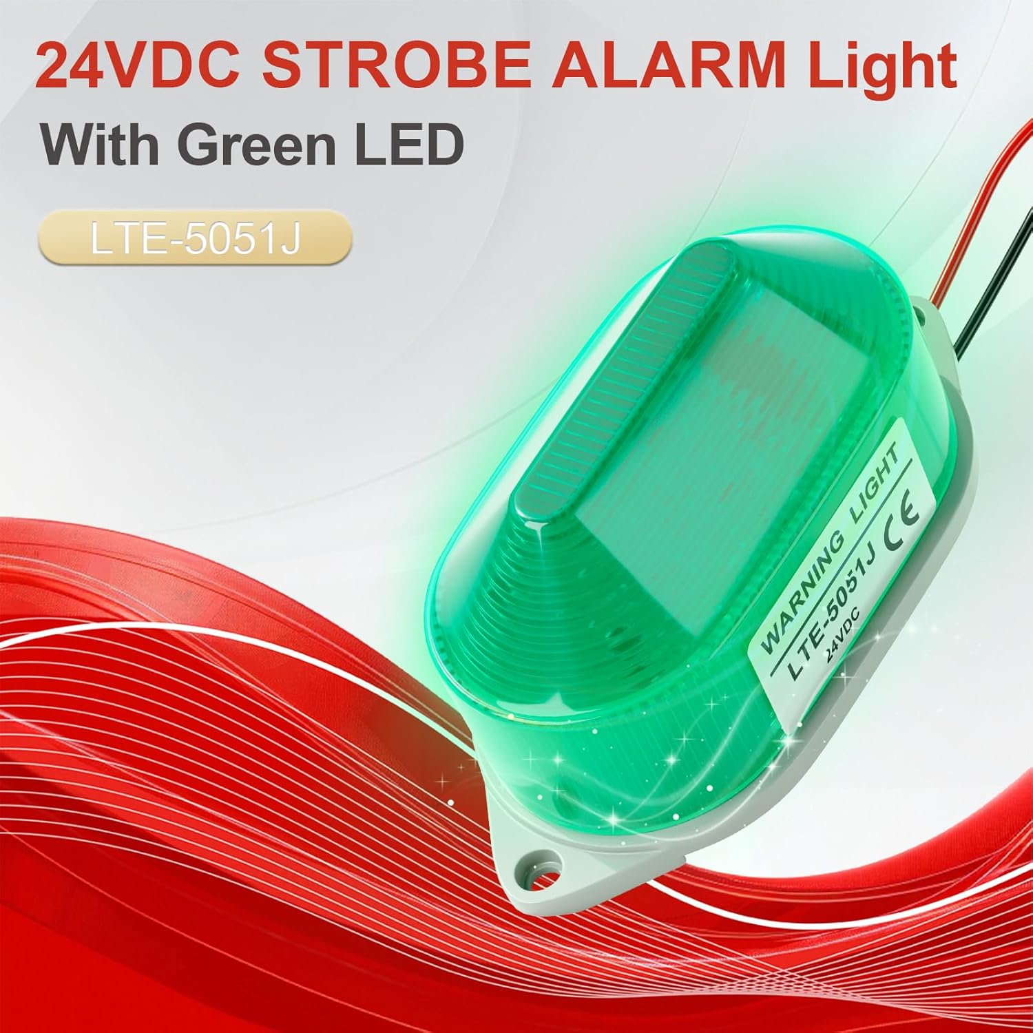 DC24V Strobe Siren Industrial Warning Light with Green LED and 105dB Buzzer, Ultra-Bright Signal Flashing Alarm Light for Safety and Alert, Oval