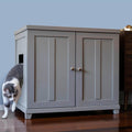 The Refined Feline Cat Litter Box Enclosure Cabinet, Shaker, Smoke Gray, Tapered Feet, XLarge, Hidden Litter Cat Furniture with Drawer
