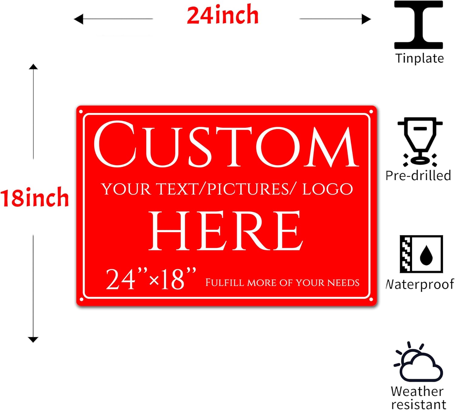 Custom Sign, personalized metal sign，Aluminum Weatherproof Metal Sign Multiple Sizes, Reflective，Customize for Office, Business, Workplace, factories, roads, fields, parks, safety tips(24 * 18 Inch)