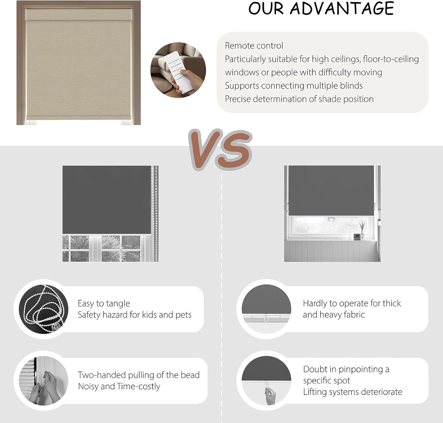 Motorized Roller Blinds with Remote, 100% Blackout Automatic Roller Shades for Bedroom, Bathroom, and Living Room, Customized Size, Golden Autumn Beige