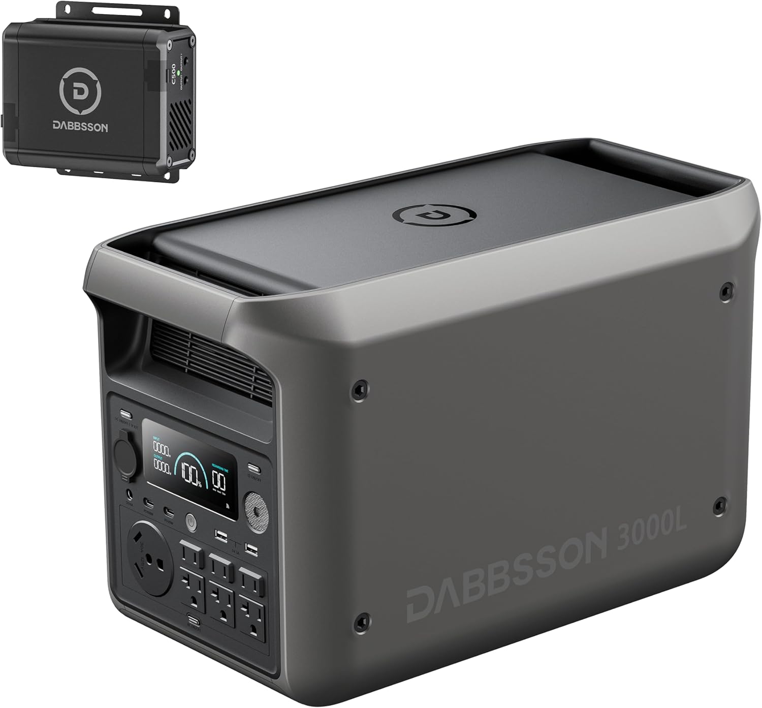 DABBSSON 3000L Solar Generator with Charger S, 3072Wh Semi-Solid LiFePO4, 560W Alternator Charger, 3000W AC Output×6,TT-30 for RV,P-Boost 3600W, Compact, 1.3X Runtime,0-80% 1.5H,for Camping/Home