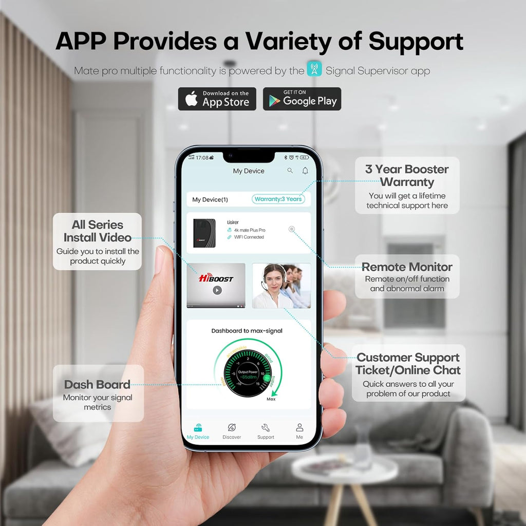 Cell Phone Booster for Home Office, Cover to 8,000 Sq Ft Signal Booster 4G LTE Compatible 5G with LCD Touch Screen 70dB Gain for All U.S. Carriers Verizon, AT&T, T-Mobile, App Support, FCC Approved