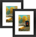 Golden State Art, 8x10 Picture Frame with Mat for 5x7 Photo - High Definition Glass Wall Mounting or Tabletop Display (Black, 2 Pack)