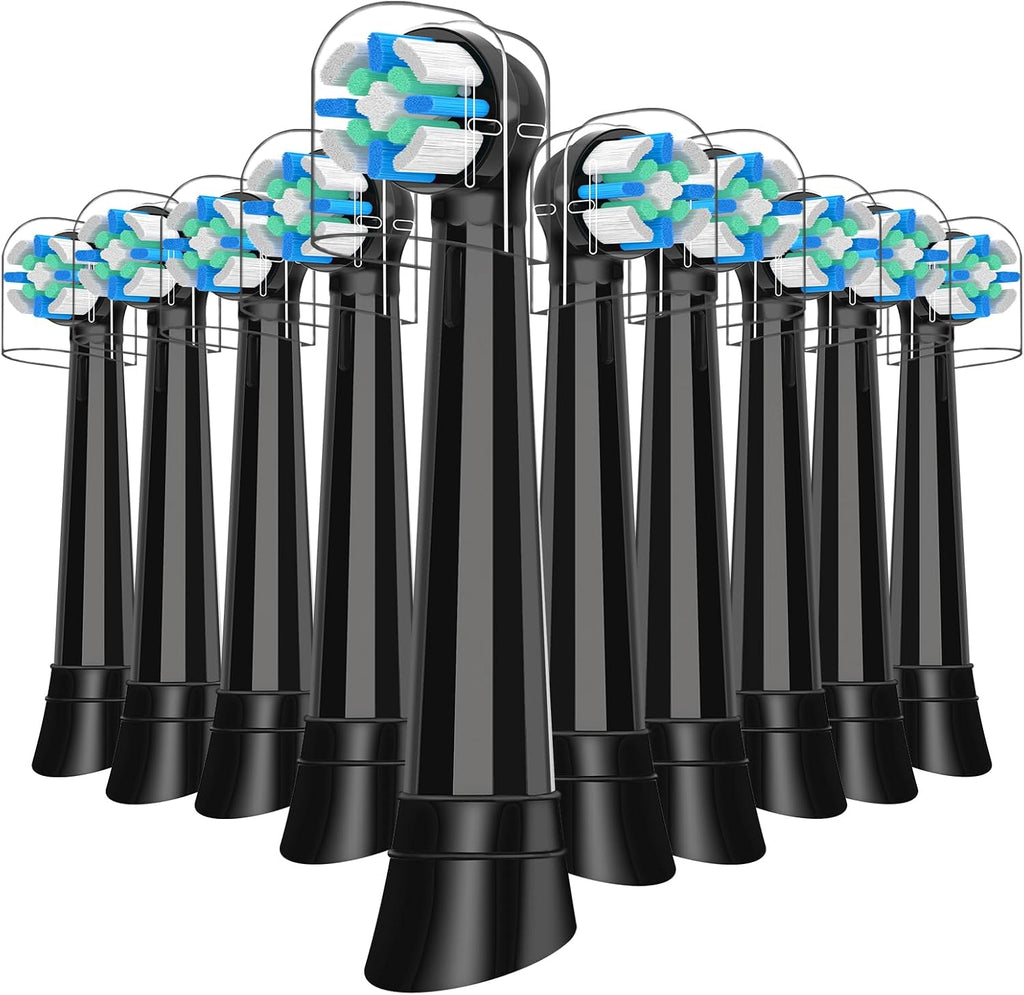 10 Pack Smart Cleaning Replacement Heads Compatible with Oral B iO 2 3 4 5 6 7 8 9 10 Series Electric Toothbrush, Brush Heads Compatible with Oral B iO Electric Handles (Black)
