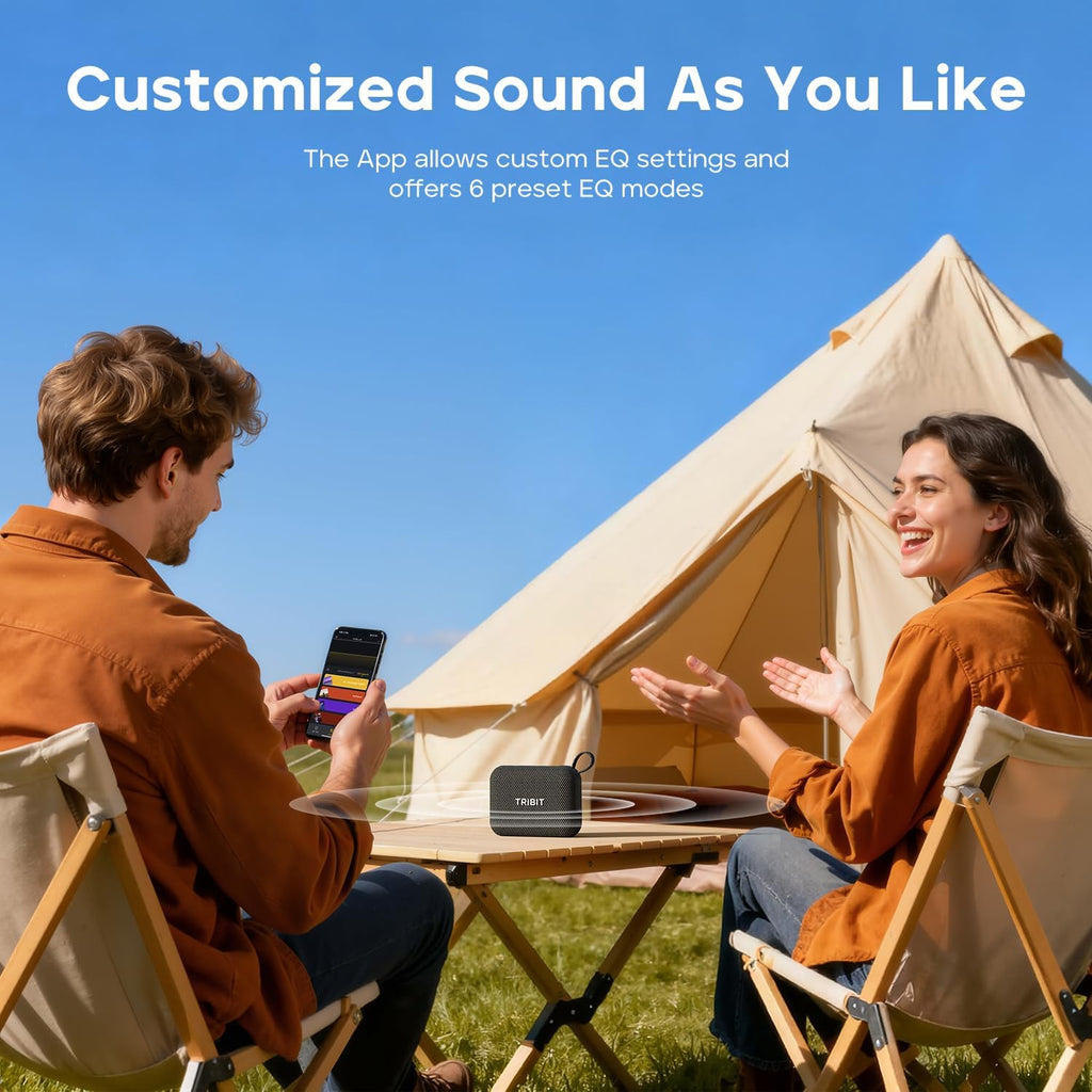 Tribit PocketGo Portable Bluetooth Speaker, 20H Playtime, IP68 Waterproof/Dustproof, Wireless, BT6.0, Shower, Powerful Sound, Custom EQ, TWS, Support TF Card, Floatable, Type-C, Travel/Outdoors/Home