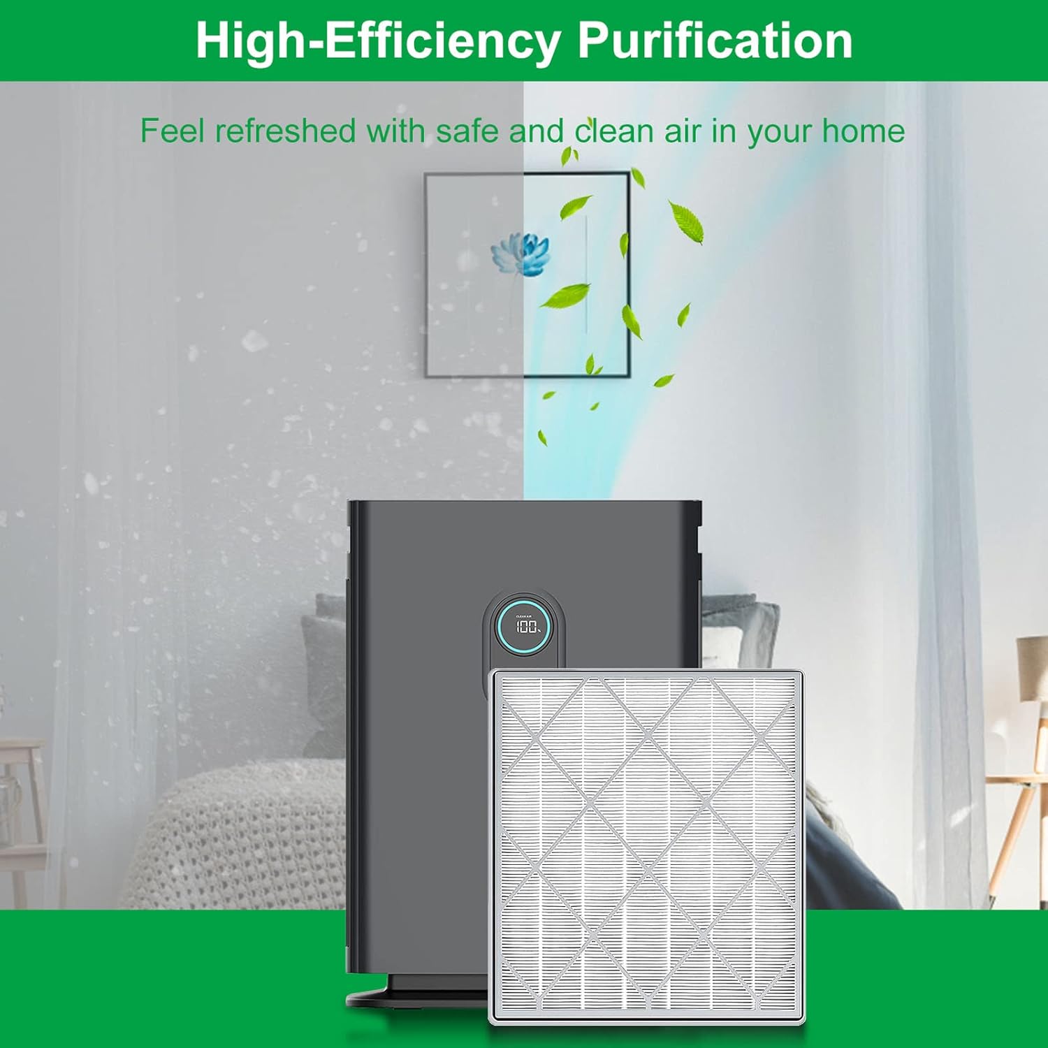 HE401 Filter Replace for Shark Air Purifier 4 Replacement Filter Compatible with Shark Air Purifier 4 HE401 HE402 HE405 HE400