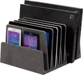MobileVision Executive Dark Gray Device Organizer for Smartphones, Tablets and Laptops, 7 Slots with Extra Wide Slots for Laptops