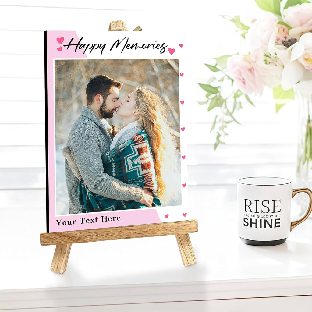 Custom Photo Frame with Stand, Personalized Picture Display, MDF and Wood Construction, Desktop Decor, Multiple Designs, Customizable Gift for Family and Friends