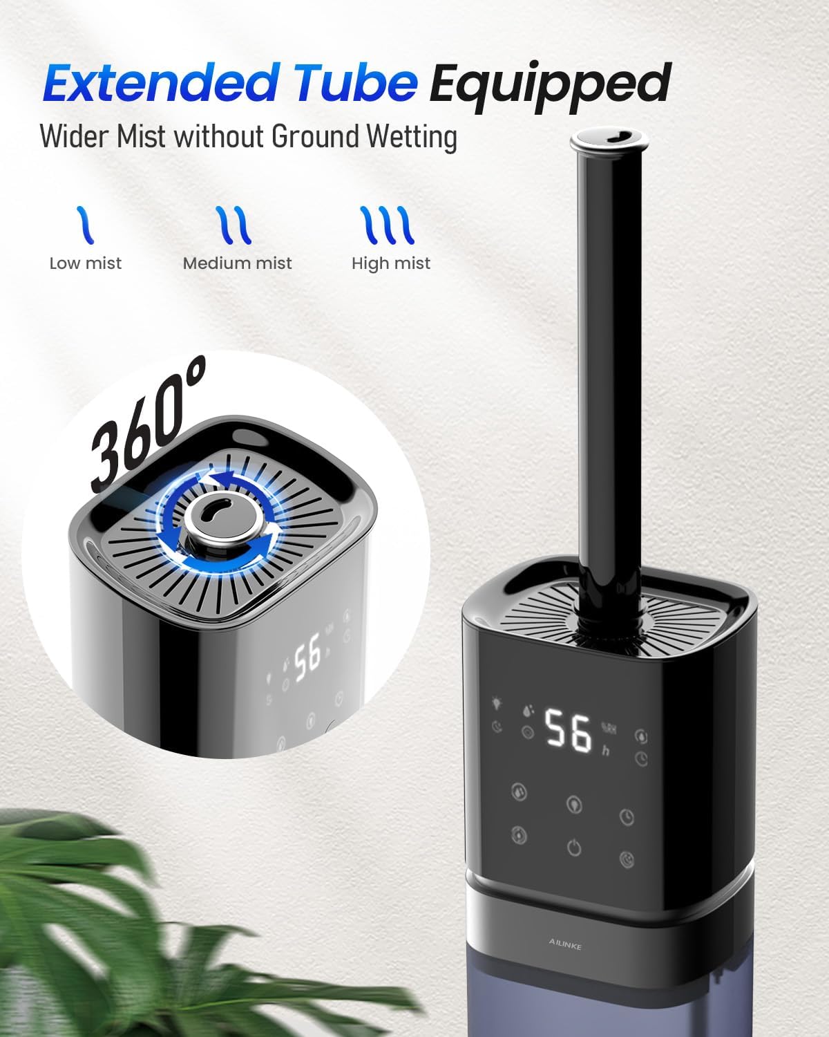 Smart Humidifier Large Room, 2.1Gal/8L Humidifiers for Bedroom with Extended Tube&Night Light, Whole House Cool Mist Humidifiers, WIFI App&Voice Control, School/Office/Warehouse, Dark Blue
